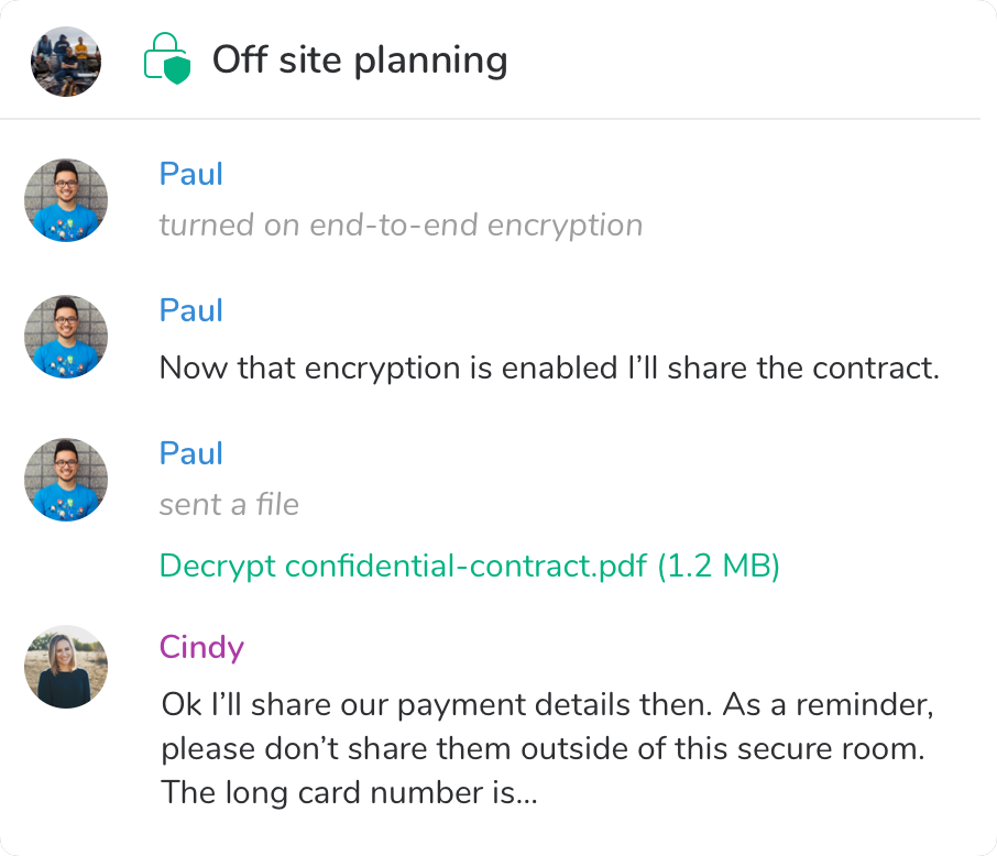 End to end encrypted chat