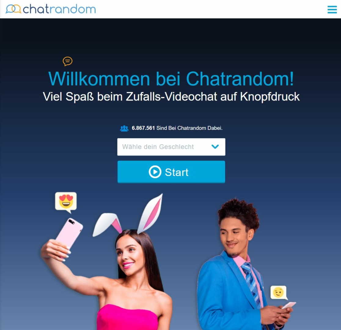Startseite von Chatrandom - ein kostenloser Videochat und gute Omegle Alternative