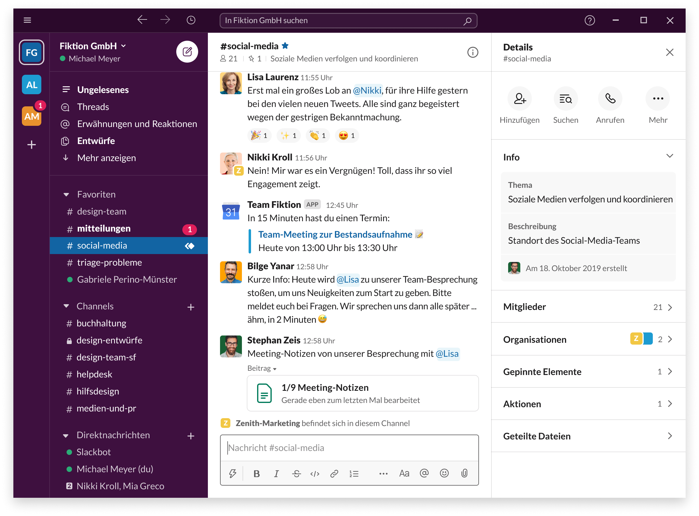 Screenshot of Slack on Windows