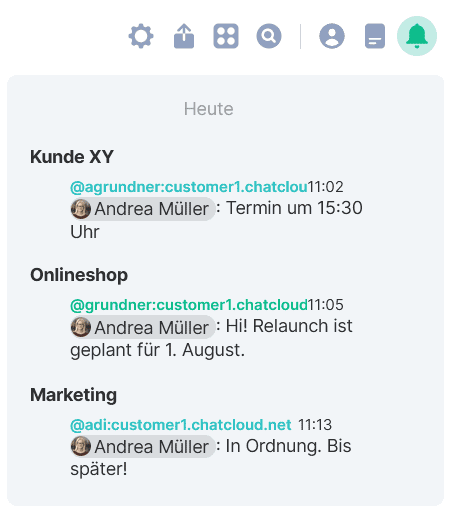 Benachrichtigungen der Chatcloud App