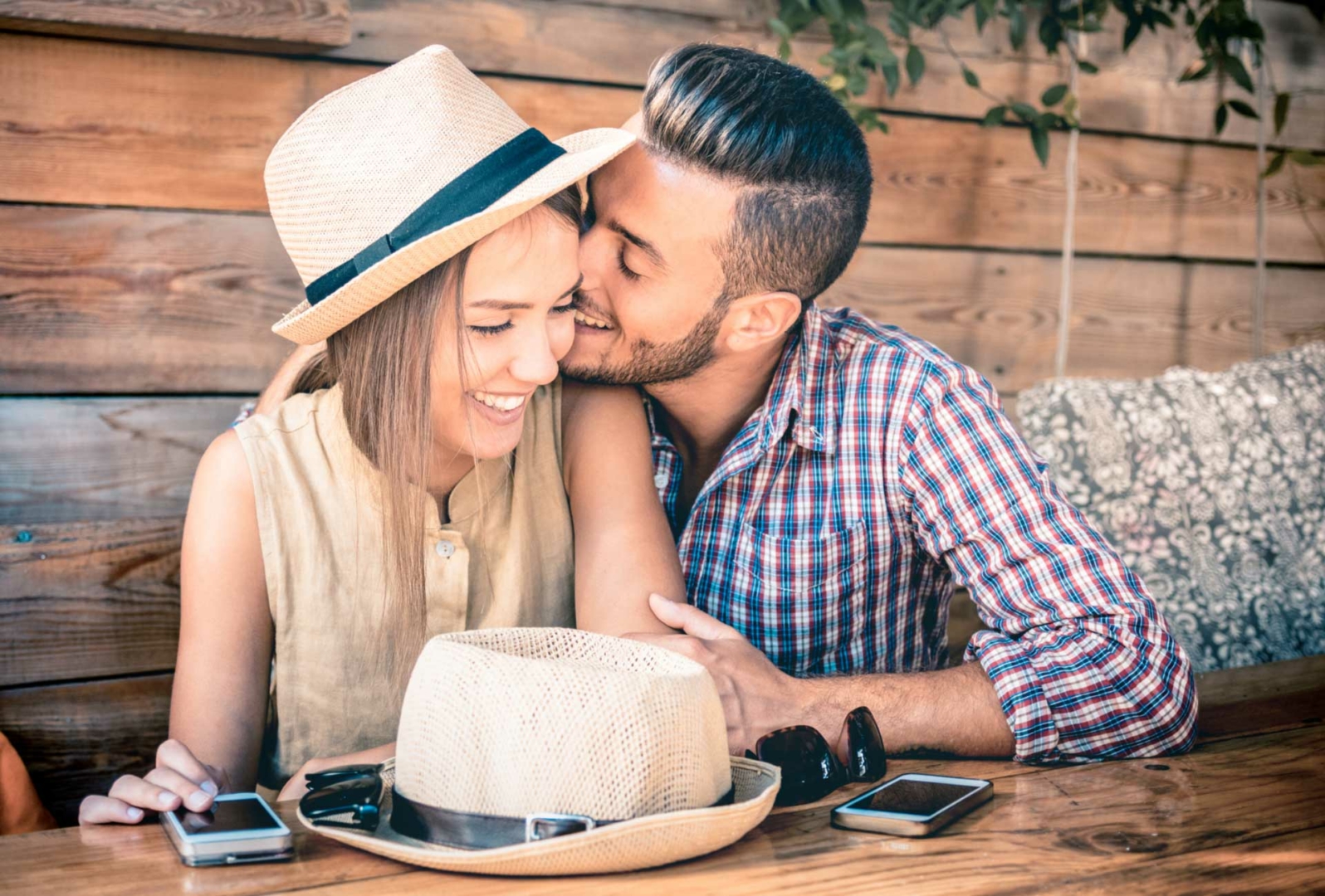 Happy couple kissing